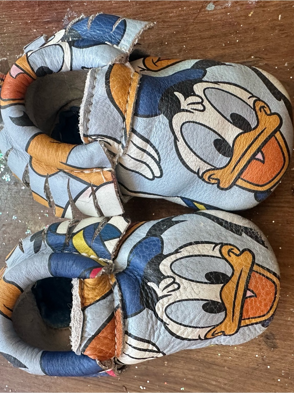 Freshly Picked Blue and Orange Cartoon Print Kids Slip-On Shoes